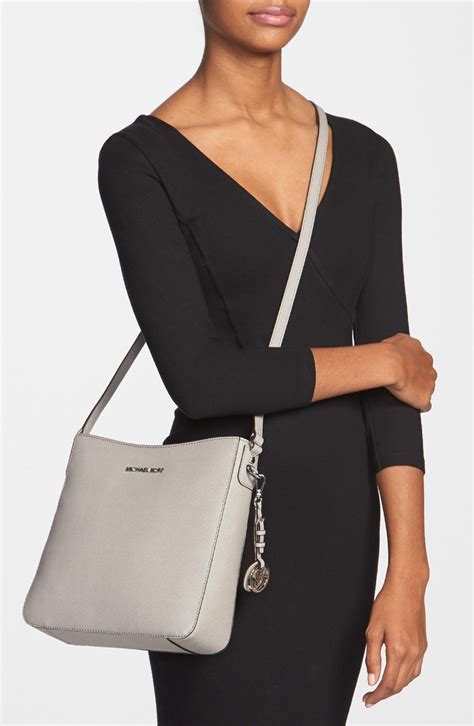 michael kors crossbody pearl grey|grey leather crossbody bags.